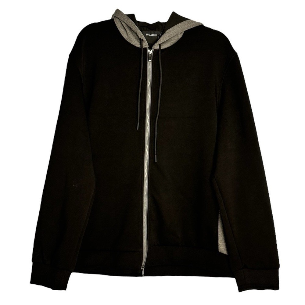 Bugatchi Mens Size XL Black Full Zip Hoodie Jacket Hoodie